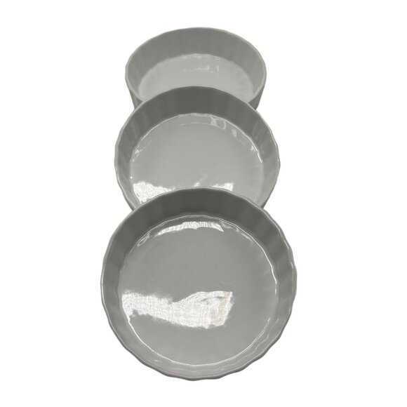 BIA Cordon Bleu White Round Fluted Creme Brule/Quiche Dishes 5" Set-3 - Picture 2 of 7